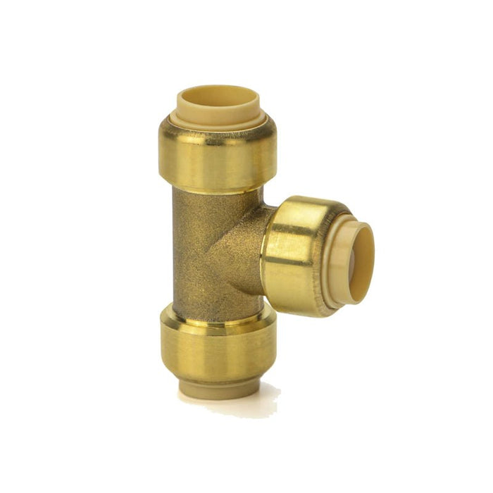 iCrimp 1/2 Inch Push-to-Connect Tee Fitting, Lead Free Brass Fitting for Potable Water Plumbing, 5 Count, NSF61 Certified